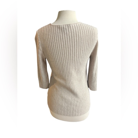 Eileen Fisher S cream merino wool ribbed sweater - Picture 2 of 5